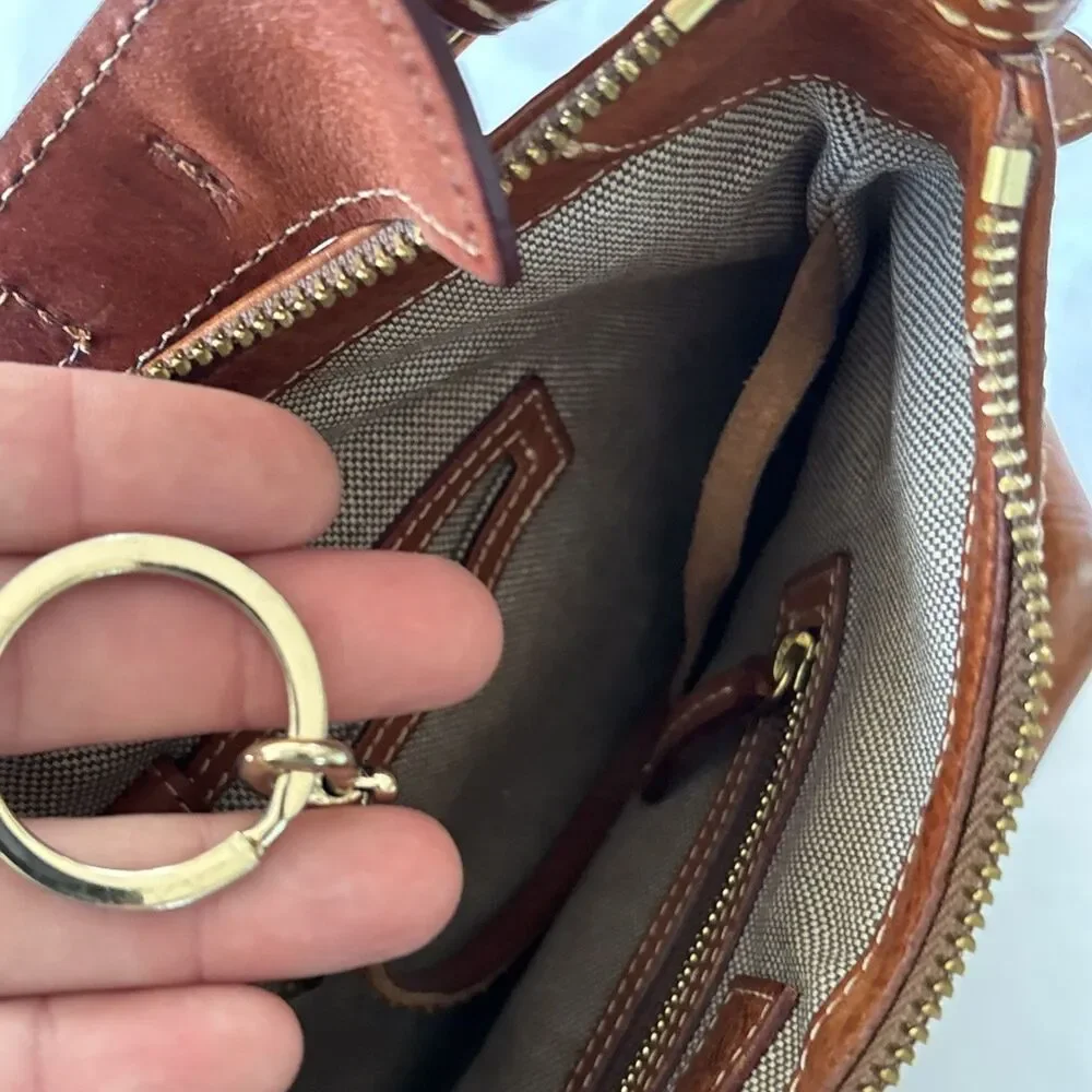 Dooney & Bourke Florentine Leather Small Lucy Hobo Tan Shoulder Bag - Picture 16 of 16